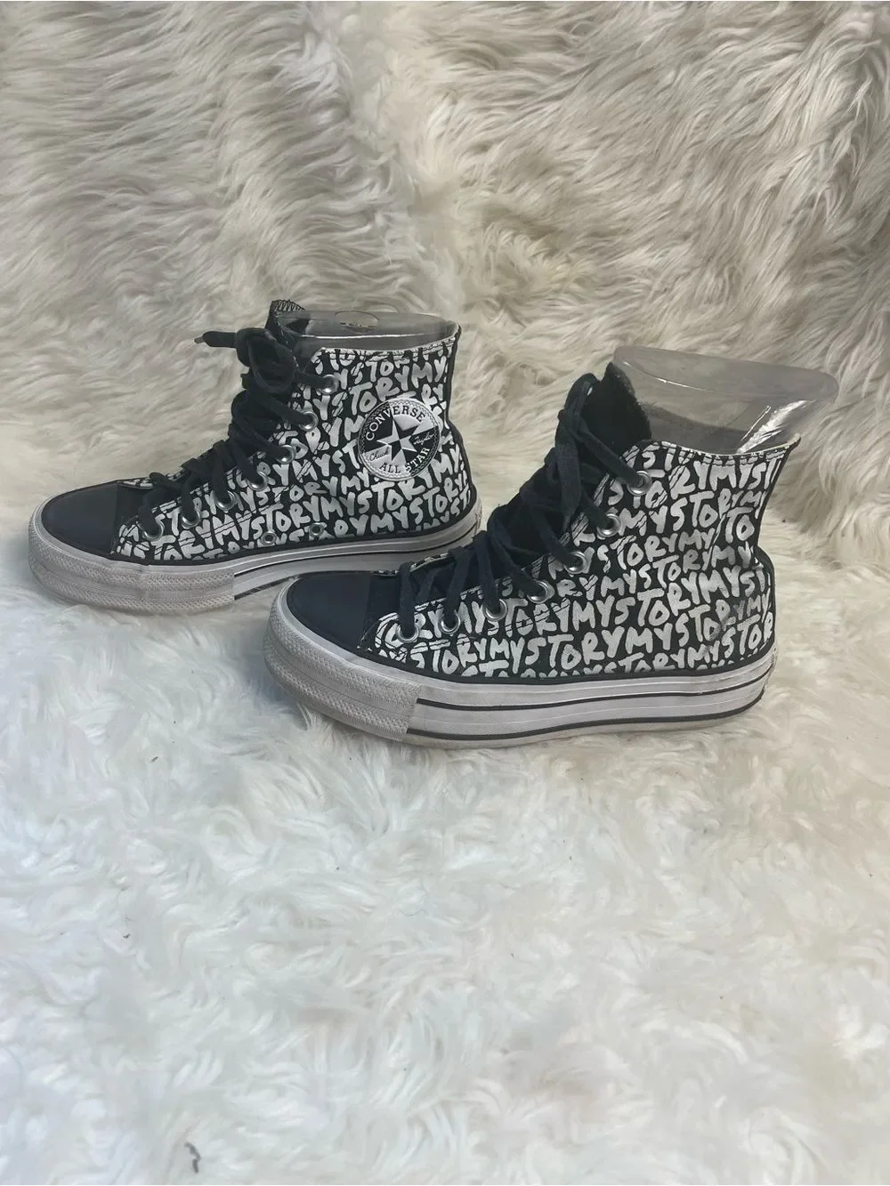Converse Black & White All-Star Graffiti High-Top Sneakers - Kids